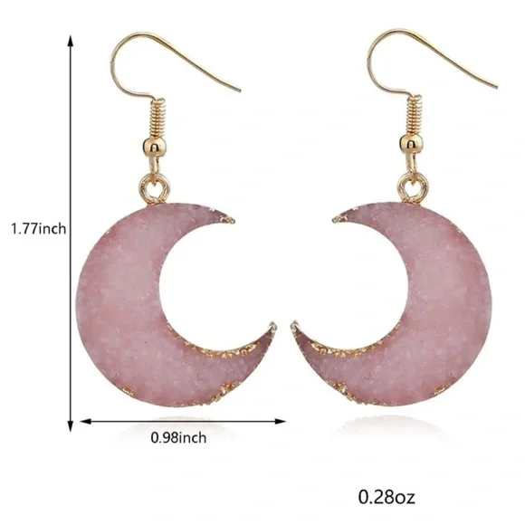 🌙 Celestial Crystal Moon Earrings 🌙 - Picture 3 of 5